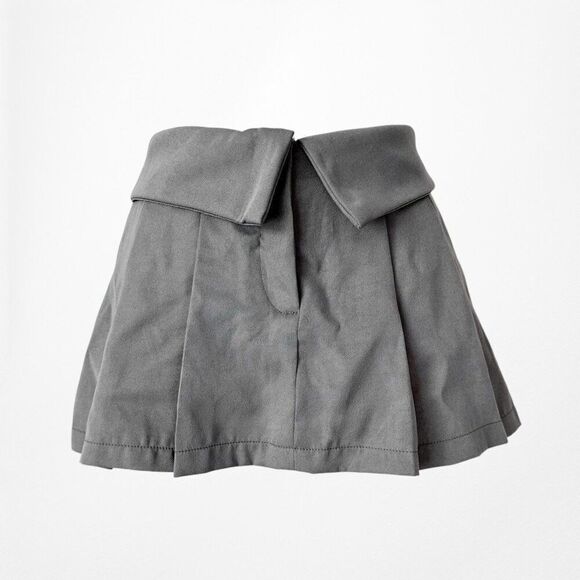 Gray Mid Rise Pleated Flared Skater Mini Skirt Skort Size S - Picture 4 of 6